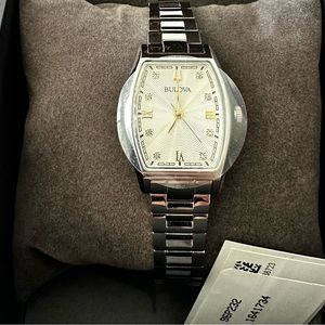Bulova Women's Watch 96P232 Diamond Dial Silver Stainless Steel Quartz